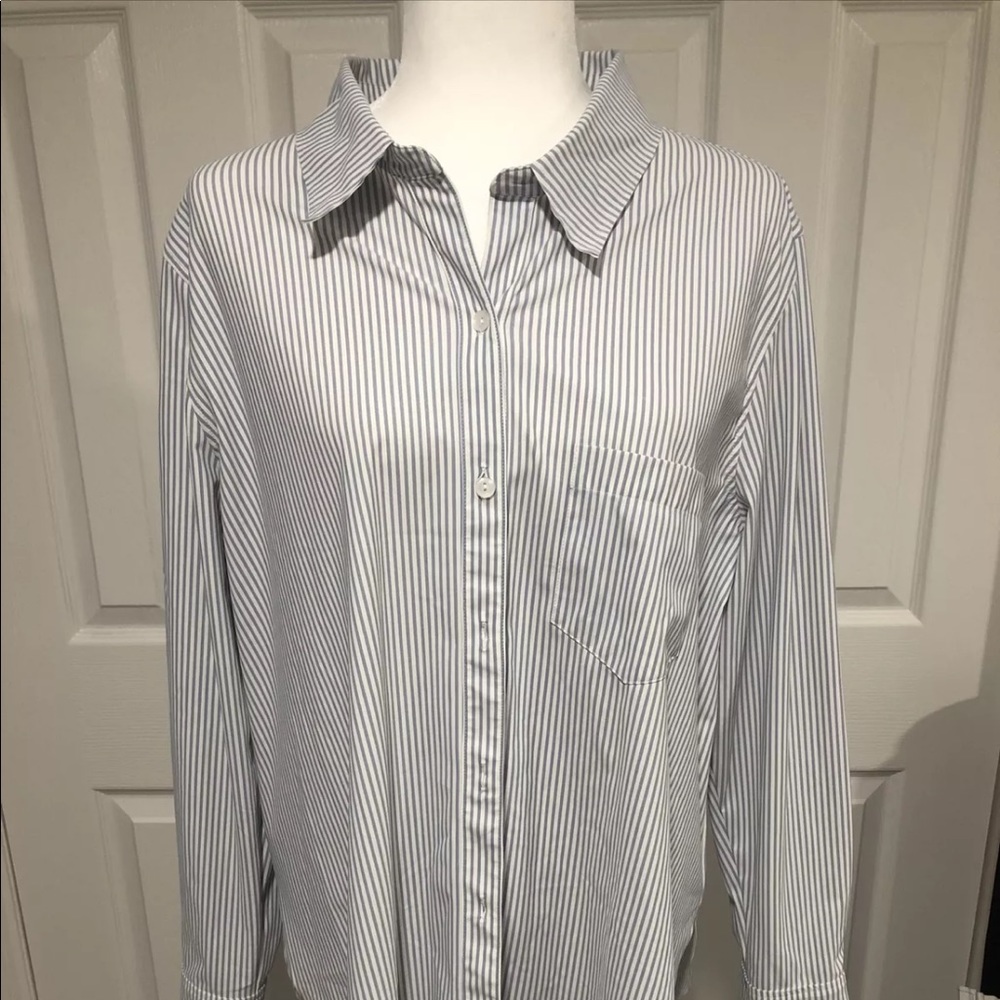 LYSSE Striped Schiffer Button Down Shirt XL